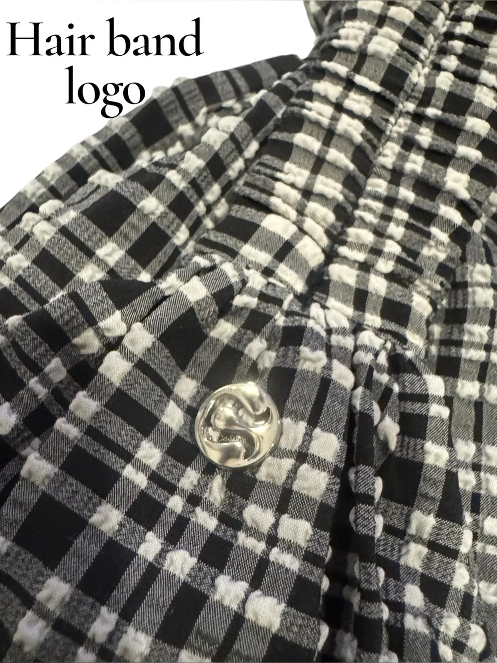 Lululemon gingham Seersucker Check Gathered Headband scrunchie White Black NWT